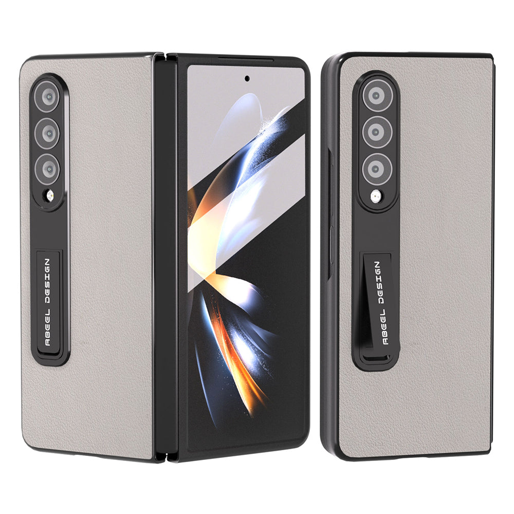 ABEEL For Samsung Galaxy Z Fold4 5G Protective Texture Phone Case Genuine Cow Leather PC Kickstand Cover with Tempered Glass Film ABEEL For Samsung Galaxy Z Fold4 5G Protective Texture Phone Case Genuine Cow Leather PC Kickstand Cover with Tempered Glass Film